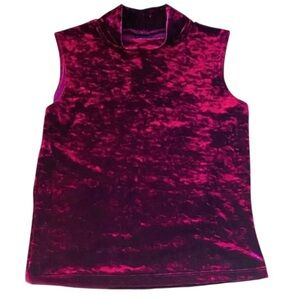 Vintage FIRE Portfolio Crushed Velvet Sleeveless Mock Neck Top Y2K